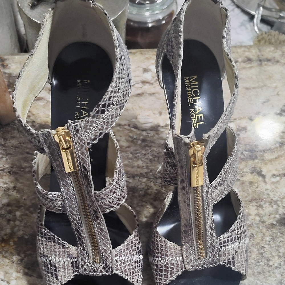 Michael Kors Textured Heels with Gold Zipper